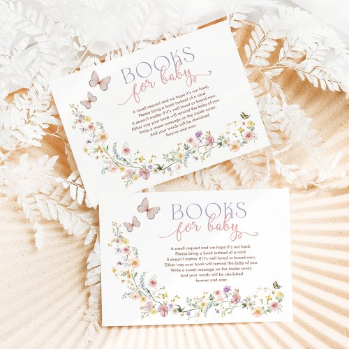 Delicate Spring Wildflower Books for Baby Girl Enclosure Card