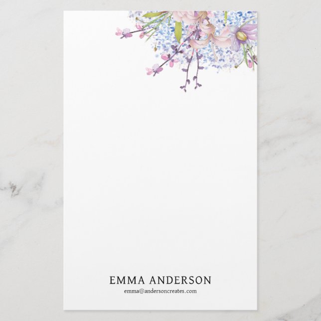 Delicate Spring Wildflower Stationery (Front)