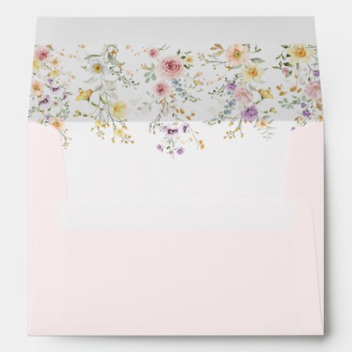 Delicate Spring Wildflowers Fairytale Wedding Envelope