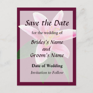 Delicate Stargazer Lily Save the Date Announcement Postcard