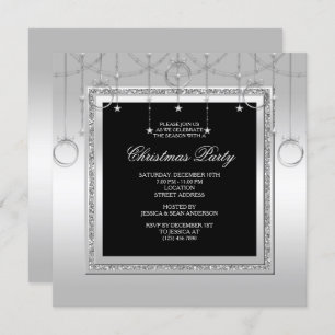 Delicate Stars & Rings Christmas Party Invitation