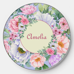 Delicate Summer Garden Florals & Name Wireless Charger