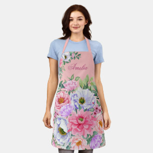Delicate Summer Garden Party Flowers Apron