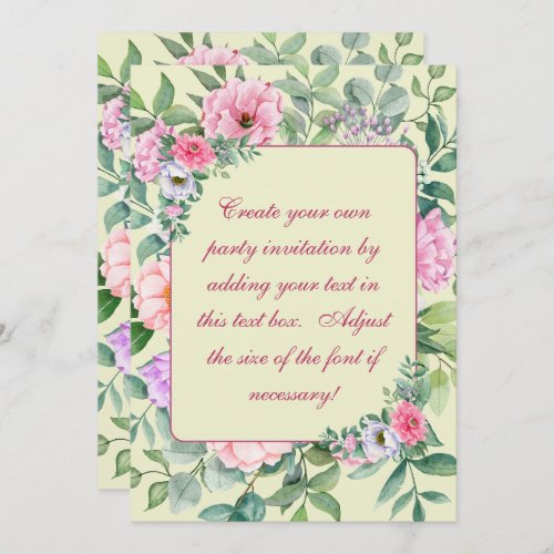 Delicate Summer Garden Party Flowers Decoupage  Invitation