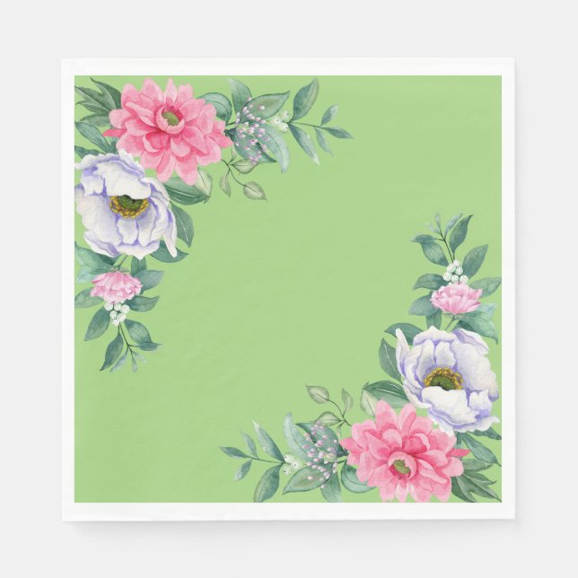 Delicate Summer Garden Party Flowers  Napkins (Front)