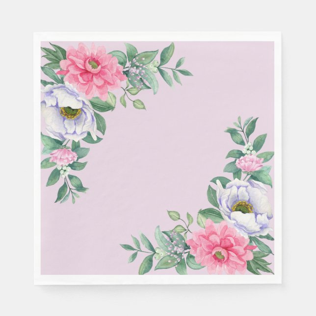 Delicate Summer Garden Party Flowers  Napkins (Front)