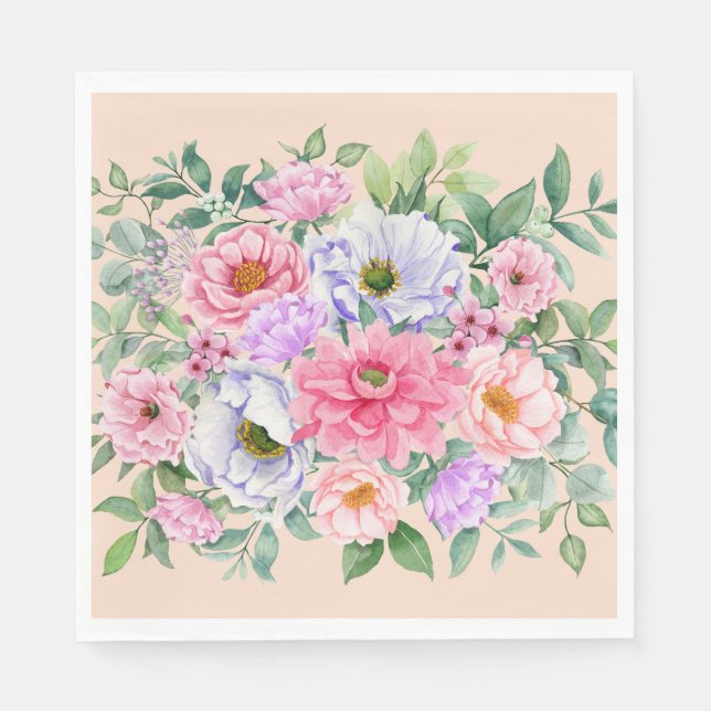 Delicate Summer Garden Party Flowers  Napkins (Front)