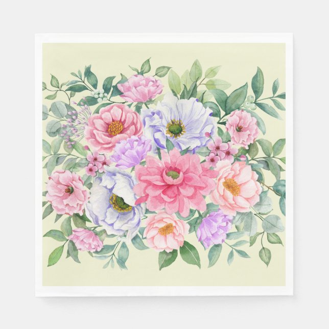 Delicate Summer Garden Party Flowers  Napkins (Front)