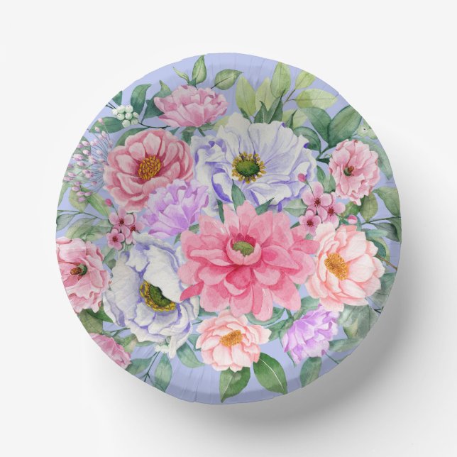 Delicate Summer Garden Party Flowers  Paper Bowls (Front)