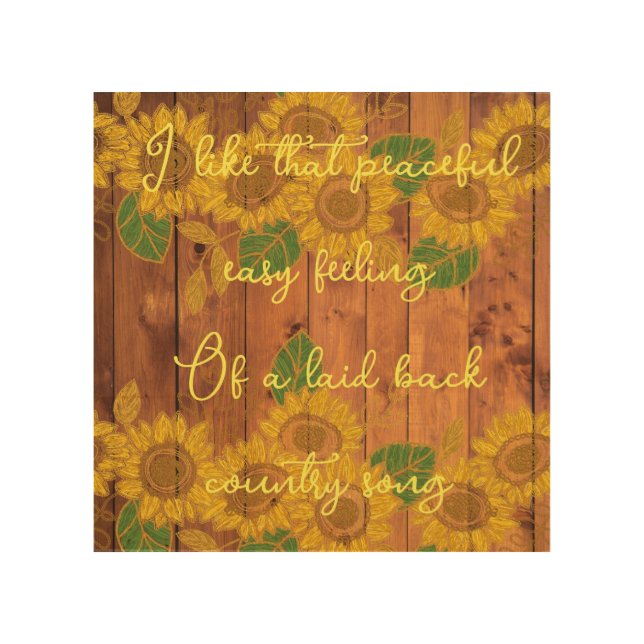 Delicate Sunflower faux embroidery CUSTOM Wood Wall Art (Front)