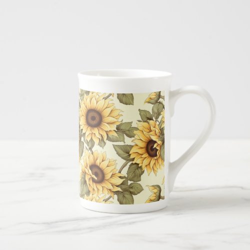 Delicate Sunflower Mosaic Melody Bone China Mug