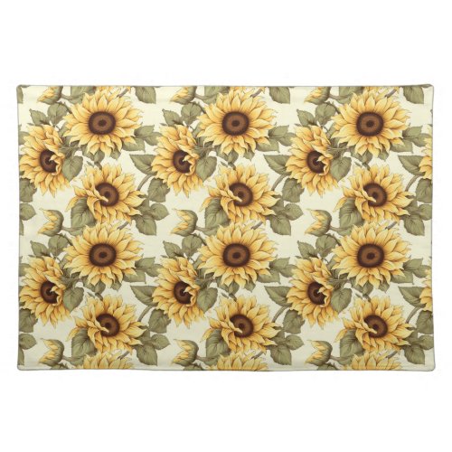 Delicate Sunflower Mosaic Melody Cloth Placemat