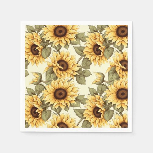Delicate Sunflower Mosaic Melody Napkins