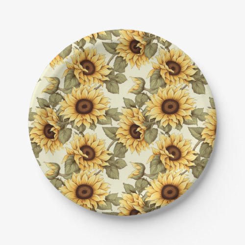 Delicate Sunflower Mosaic Melody Paper Plates