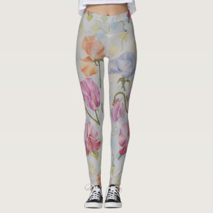 DELICATE SWEETPEAS   FLORAL LEGGINGS