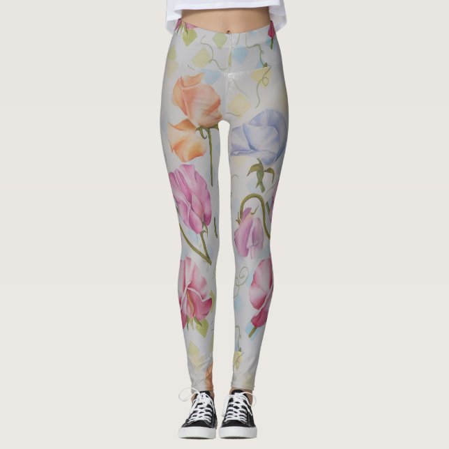 DELICATE SWEETPEAS | FLORAL LEGGINGS (Front)