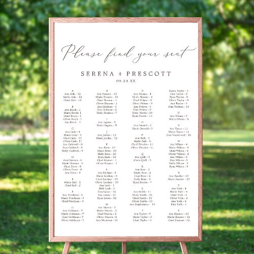 Delicate Taupe Alphabetical Seating Chart