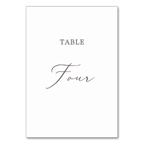 Delicate Taupe Calligraphy Table Four Table Number