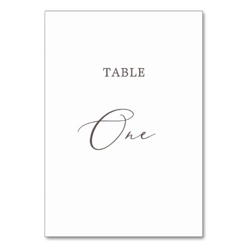 Delicate Taupe Calligraphy Table One Table Number