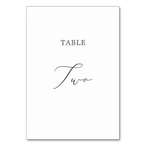Delicate Taupe Calligraphy Table Two Table Number
