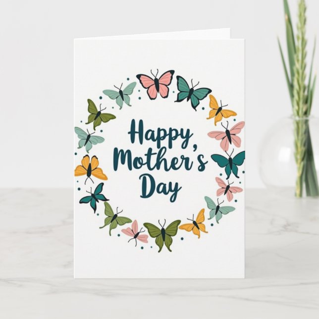 Delicate Teal Happy Mothers Day Card (Front)
