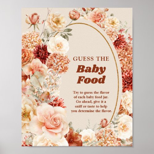 Delicate terracotta blush Guess The Baby Food game Poster