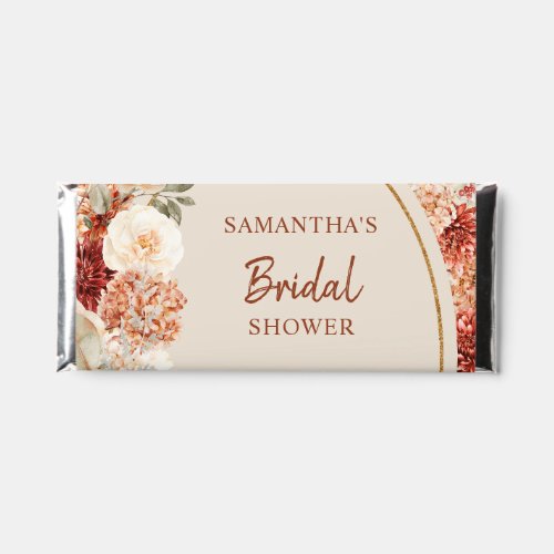 Delicate terracotta blush tan sage floral Bridal Hershey Bar Favors