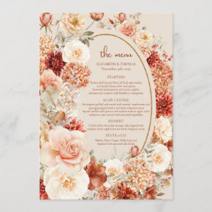 Delicate terracotta blush tan sage floral menu