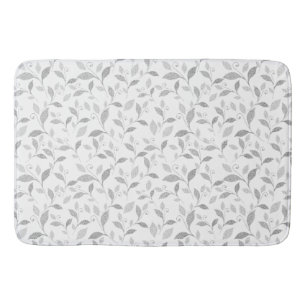 Delicate Textured Gray Floral Bath Mat