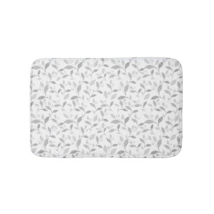 Delicate Textured Gray Floral Bath Mat
