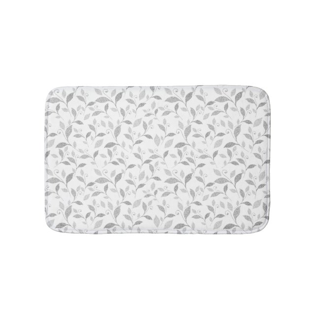Delicate Textured Gray Floral Bath Mat (Front)