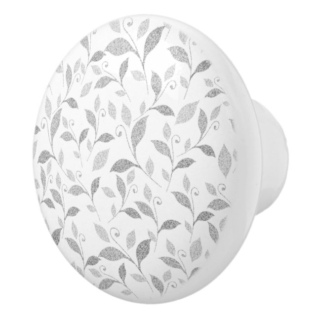 Delicate Textured Gray Floral Ceramic Knob (Right)