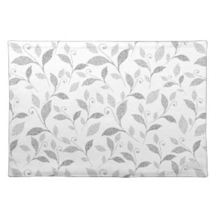 Delicate Textured Gray Floral Cloth Placemat