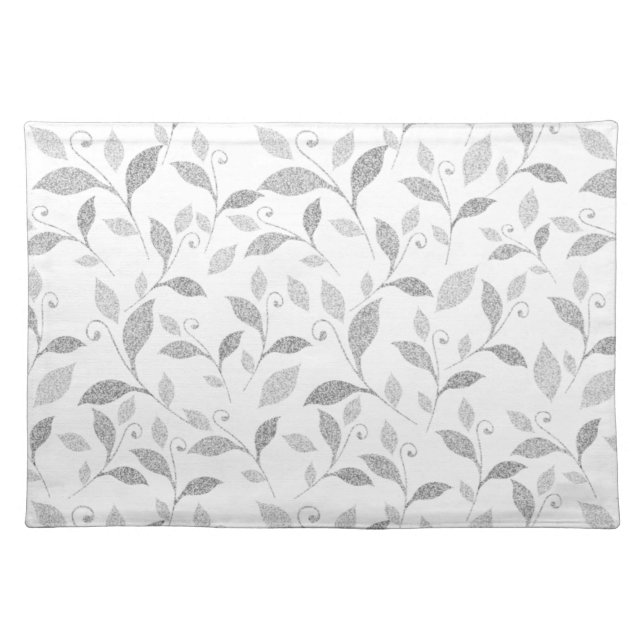 Delicate Textured Gray Floral Cloth Placemat (Front)
