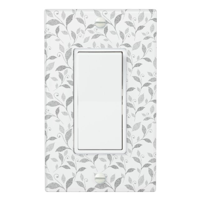 Delicate Textured Gray Floral Light Switch Cover (In Situ)