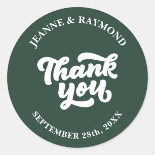 Delicate Thank You Sage Green Wedding Favor Classic Round Sticker