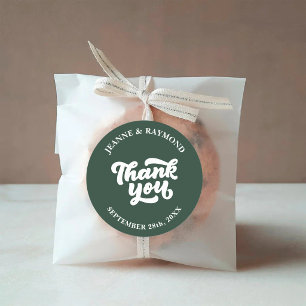 Delicate Thank You Sage Green Wedding Favor Classic Round Sticker