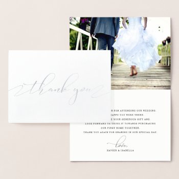 Delicate Thank You Script (real Foil) Foil Card by PinkMoonPaperie at Zazzle