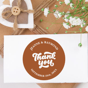 Delicate Thank You Terracotta Wedding Favor Classic Round Sticker