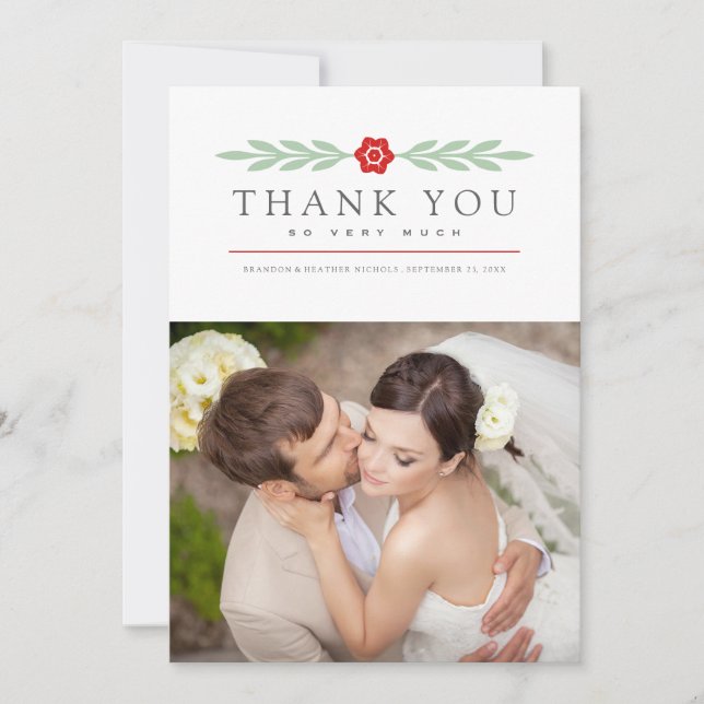 Delicate |  Thank You Wedding Photo Card (Front)