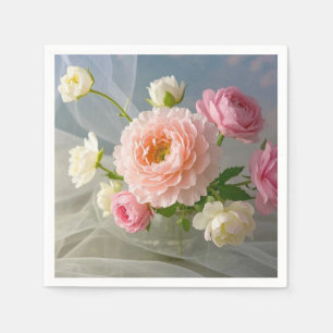 Delicate Timeless Elegant Pink Flowers Napkins