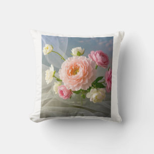 Delicate Timeless Elegant Pink Flowers Throw Pillow
