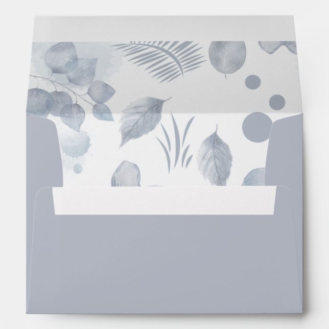 Delicate Transparent Dusty Blue Floral Wedding     Envelope (Back (Bottom))