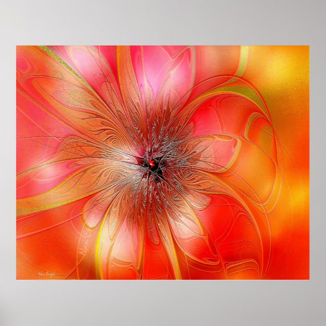 Delicate Tropical Flower in Orange and Yellow Poster (Front)