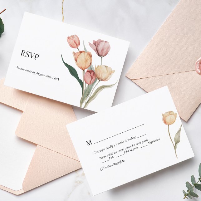 Delicate Tulip Watercolor Menu Choice Wedding Rsvp (Creator Uploaded)