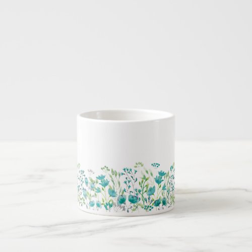 Delicate turquoise floral border espresso cup