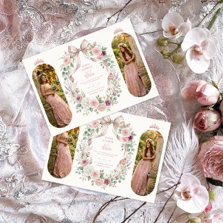 Delicate Twins Quinceañera Blush Pink Floral TMF26 Save The Date