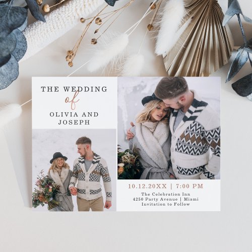 Delicate  Two Photo Wedding Invitation