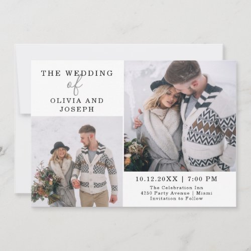 Delicate  Two Photo Wedding Invitation