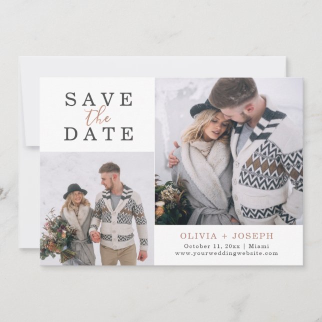 Delicate | Two Photo Wedding Save The Date (Front)